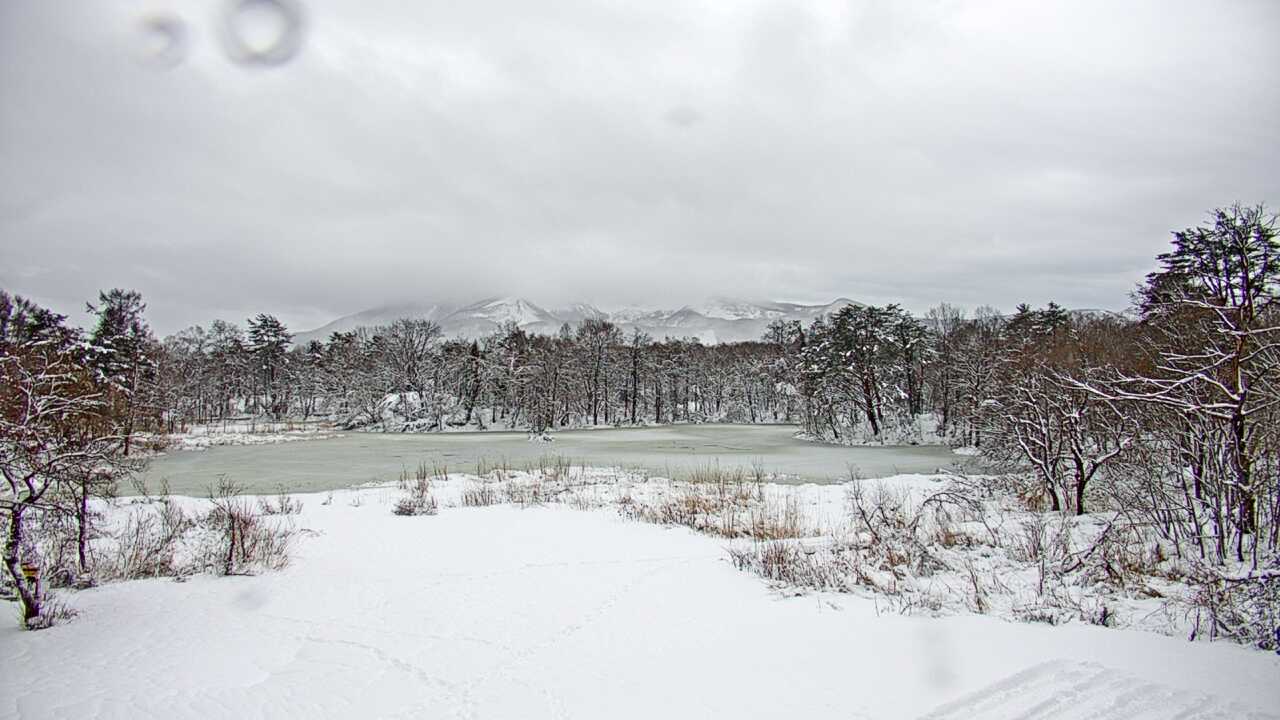 裏磐梯レンゲ沼と磐梯山