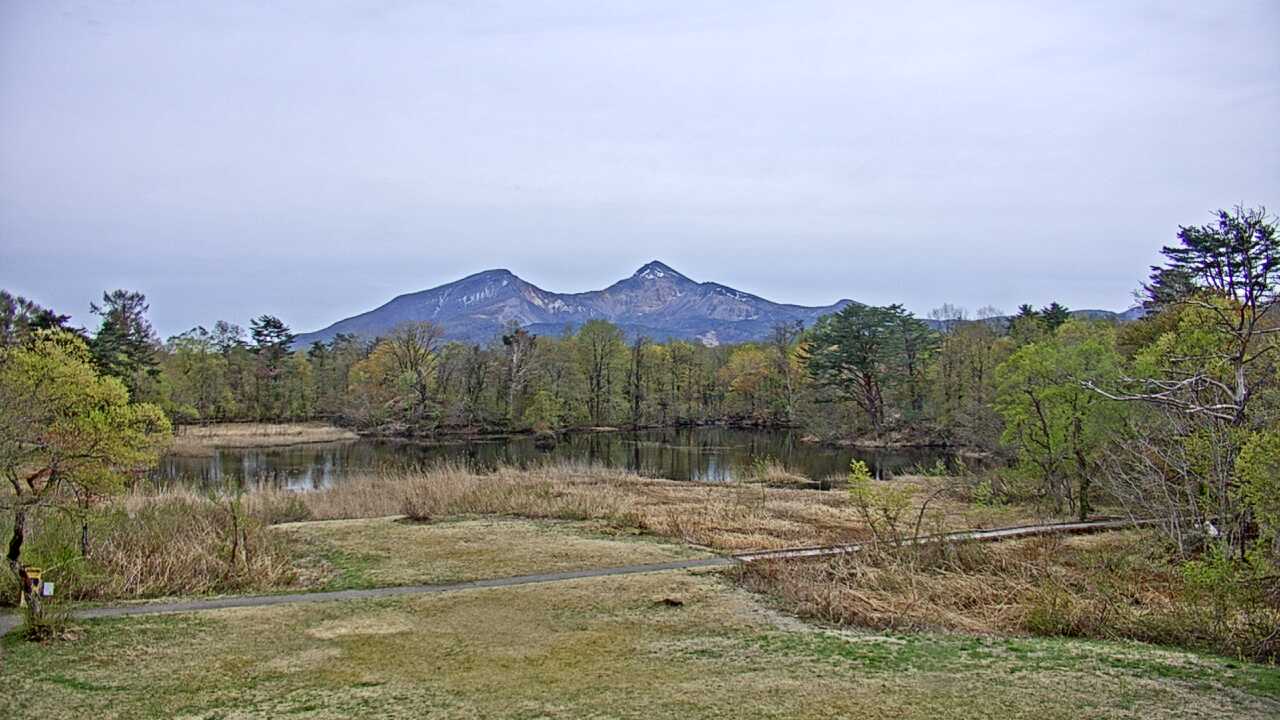裏磐梯レンゲ沼と磐梯山