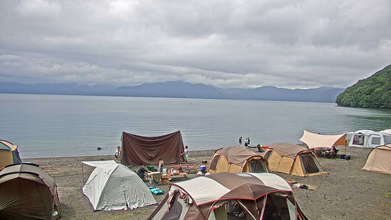 Lake Shikotsuko and neighboring mountains